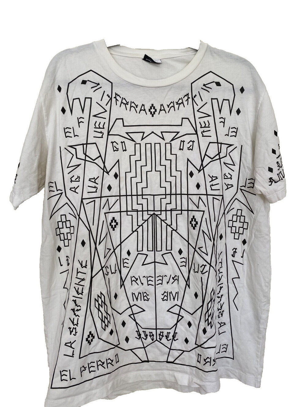 Marcelo Burlon County of Milan XL White Black All Over Graphic Cotton T-shirt